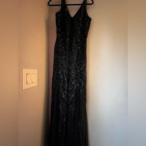 Navy Blue sequins gown.